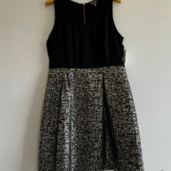 Cusp by Neiman Marcus Black & Gold Mini Dress LBD - Picture 1 of 6